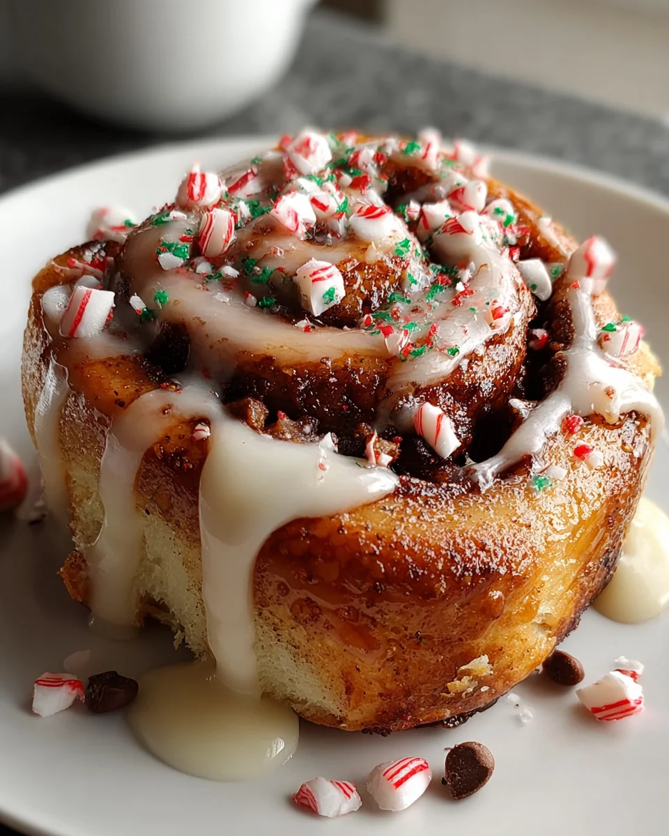 Peppermint Bark Cinnamon Rolls