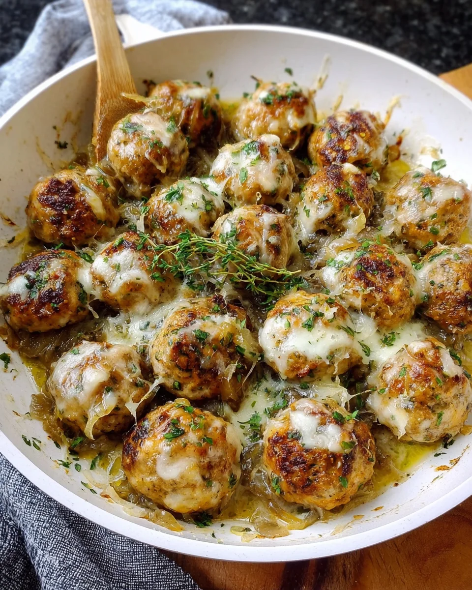 French Onion Chicken Meatballs