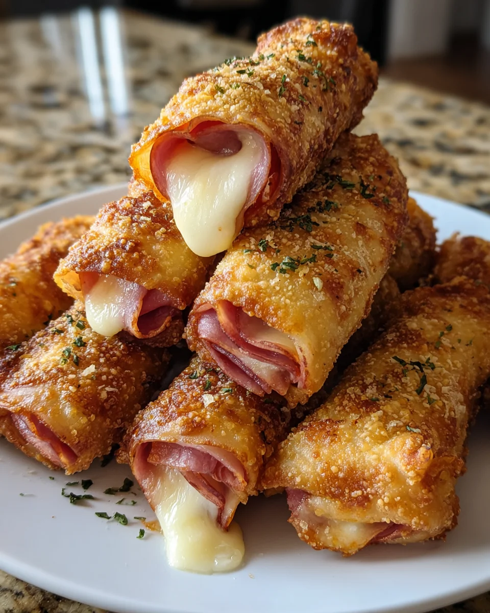 Cheesy Ham Mozzarella Sticks Baked