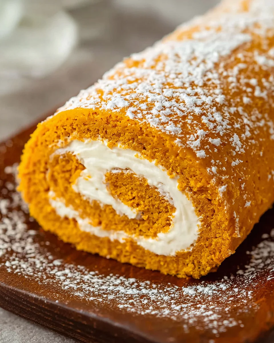 Pumpkin Roll Recipe with Cream Cheese Frosting