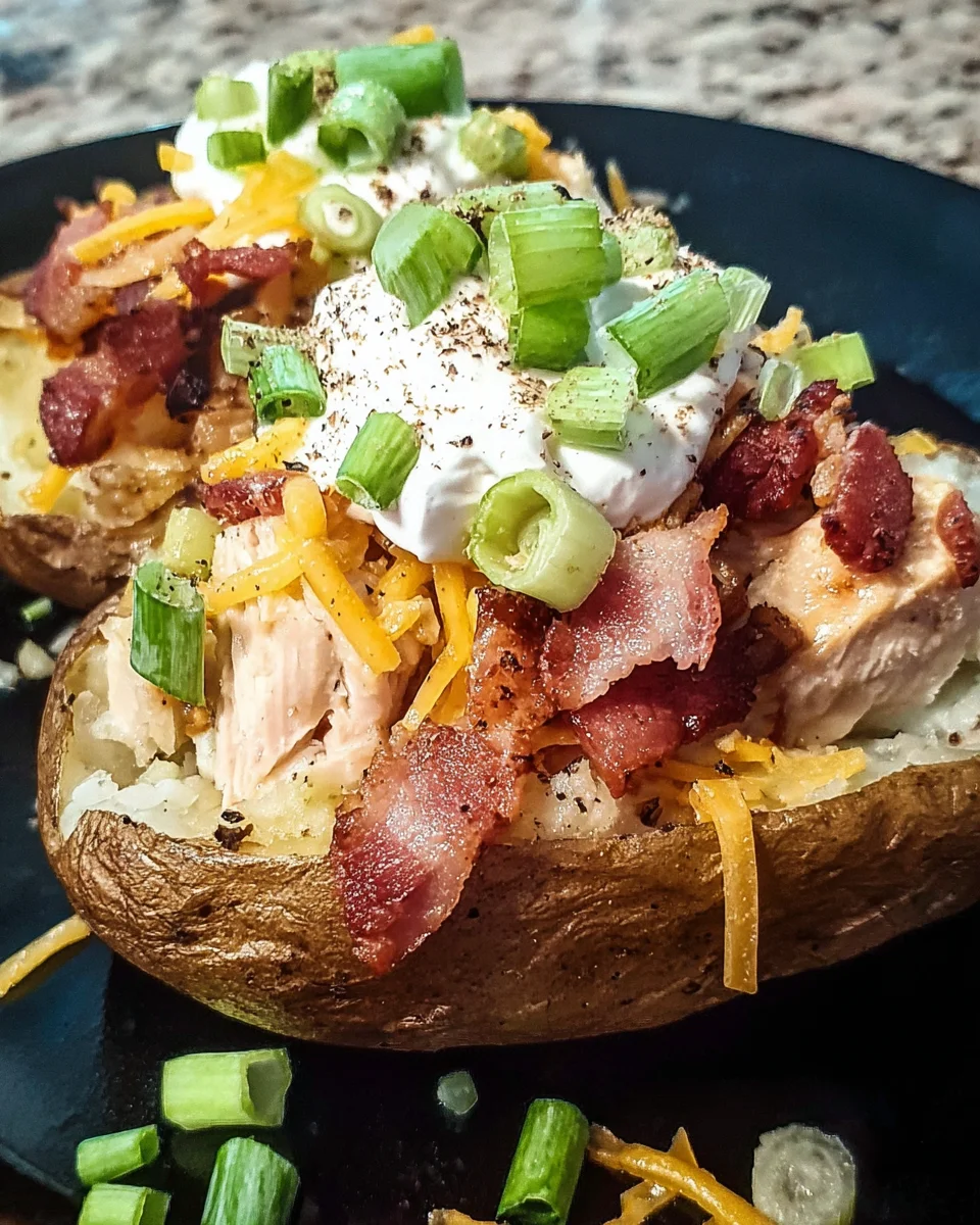 Chicken Bacon Ranch Baked Potatoes