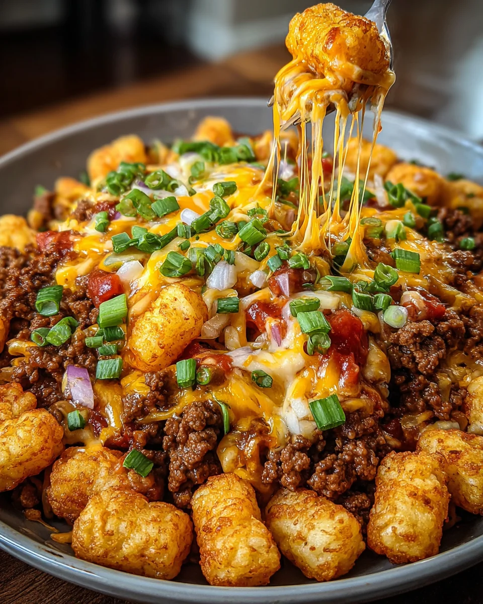 One-Pan Cheeseburger Tater Tot Pasta