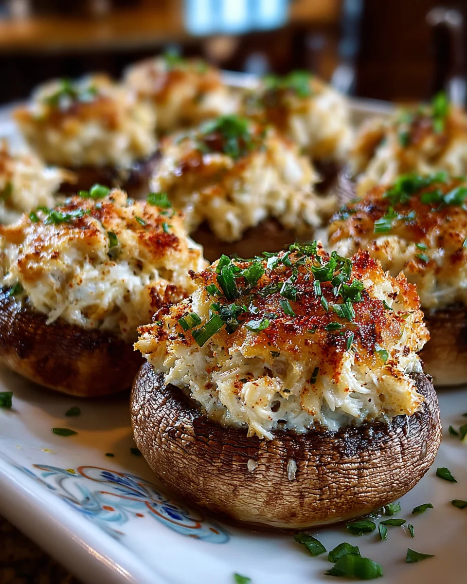 Creamy Garlic Crab-Stuffed Mushrooms