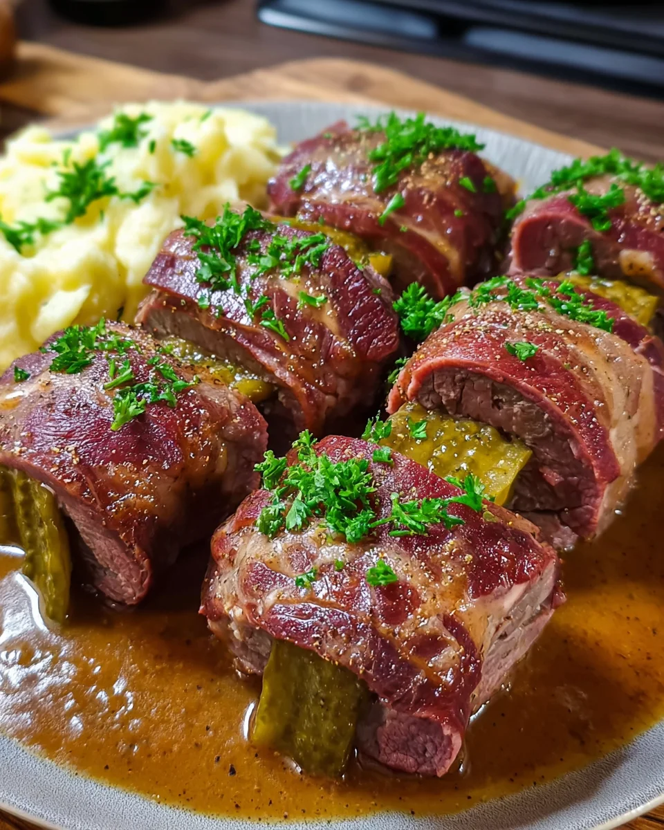 German Rouladen Beef Bacon Pickles