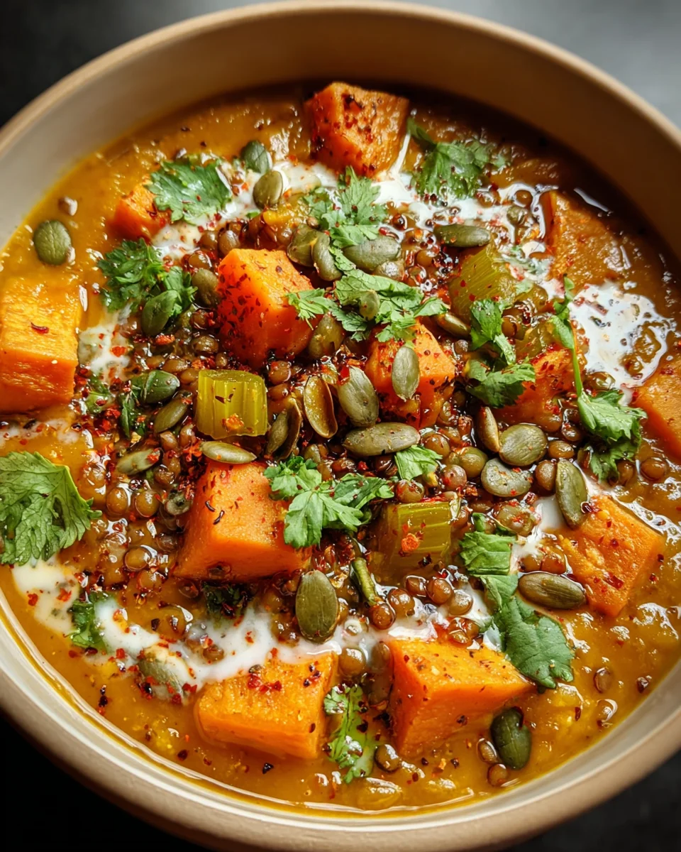 Spiced Sweet Potato Lentil Soup
