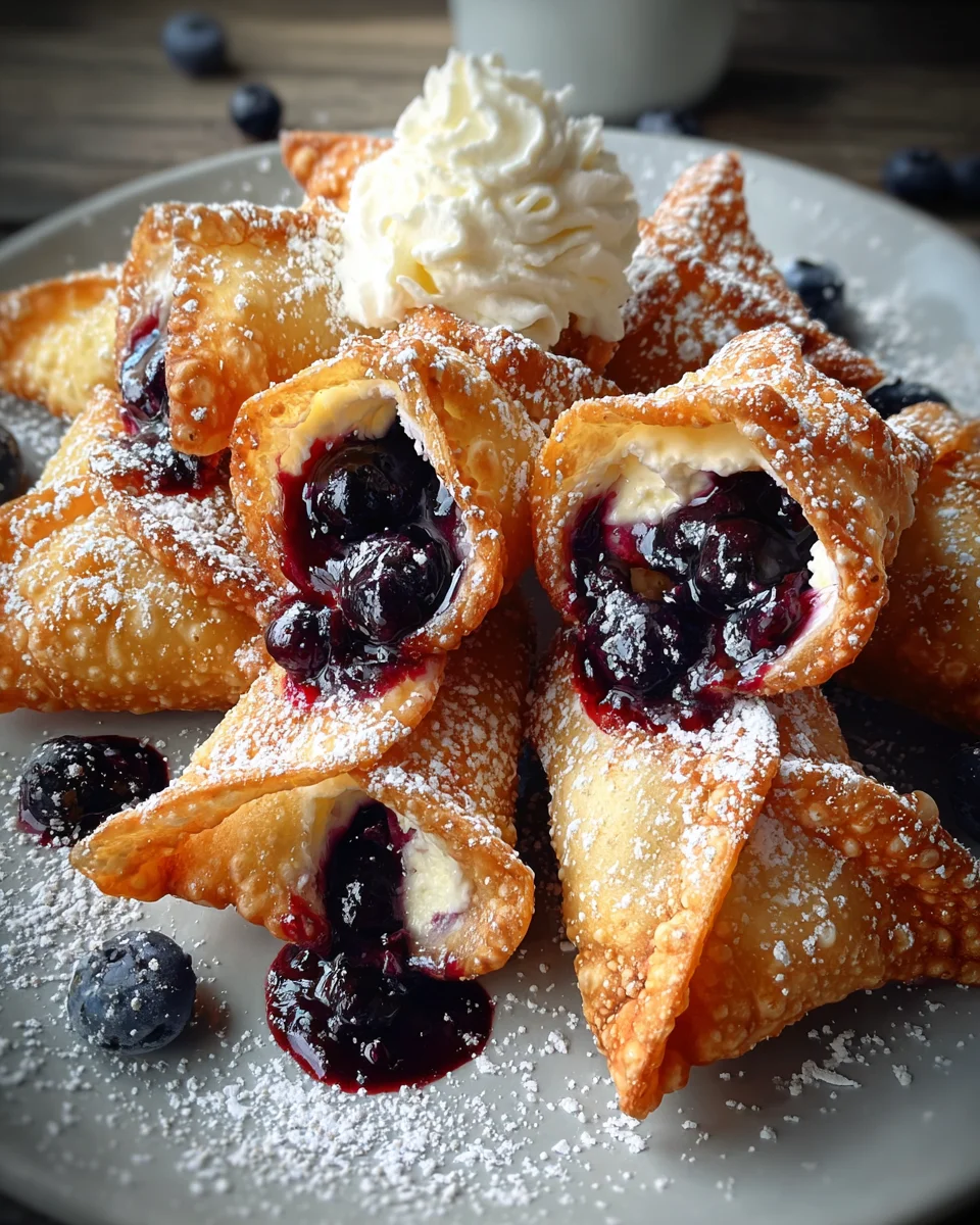 Deep-Fried Blueberry Cheesecake Wontons