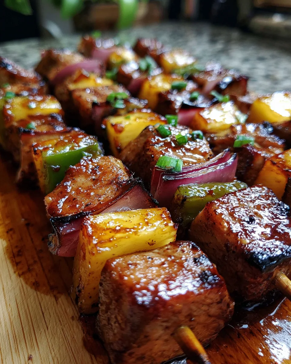 Pineapple BBQ Pork Skewers