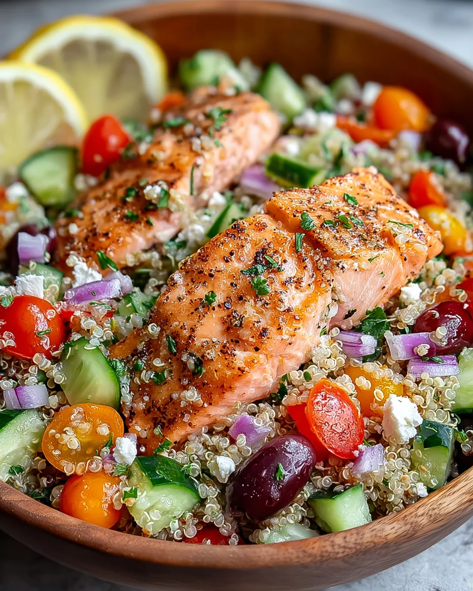 Greek Salmon Quinoa Salad