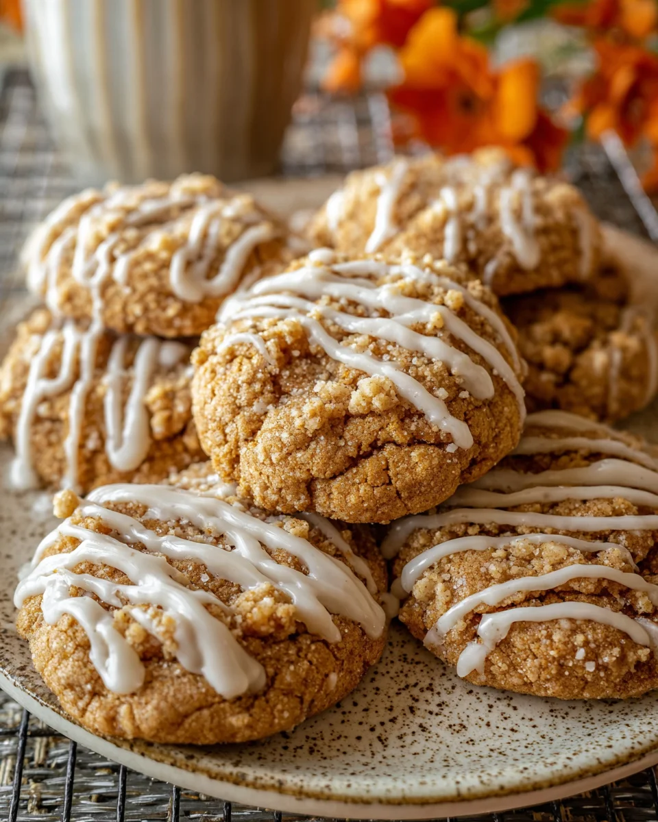 Pumpkin Streusel Crumble Cookies with Maple Glaze