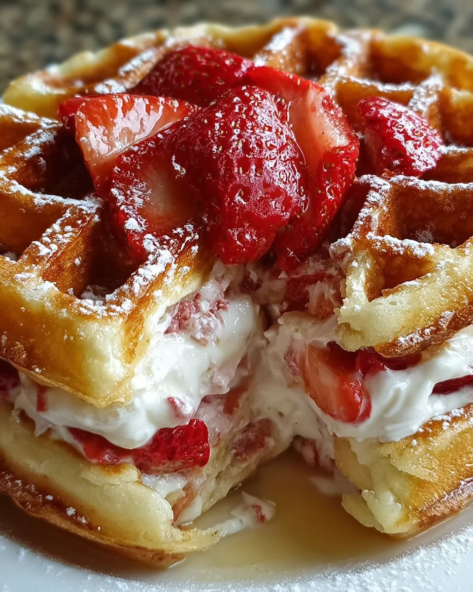 Strawberry Cheesecake Stuffed Waffles