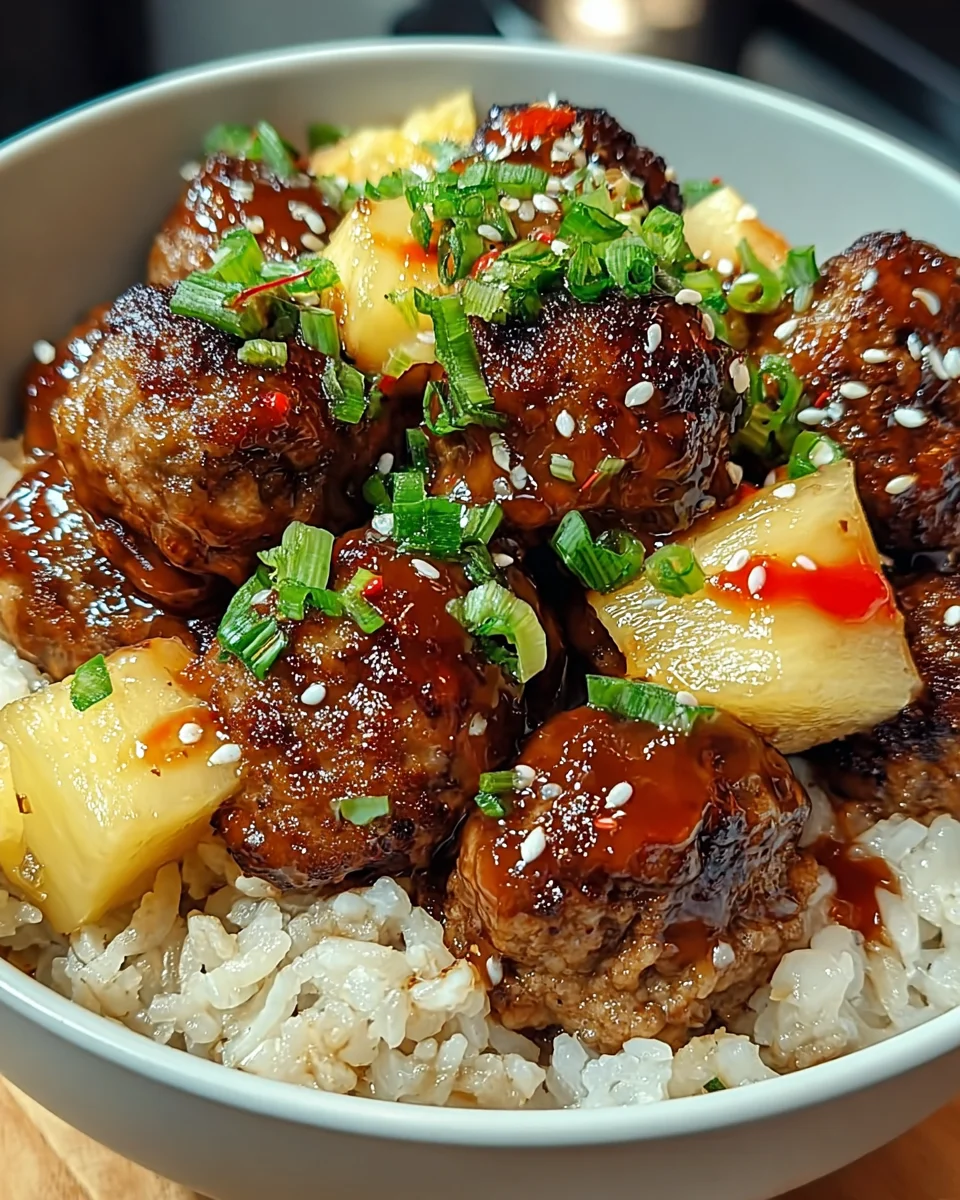 Sweet And Spicy Hawaiian Meatball Bowls