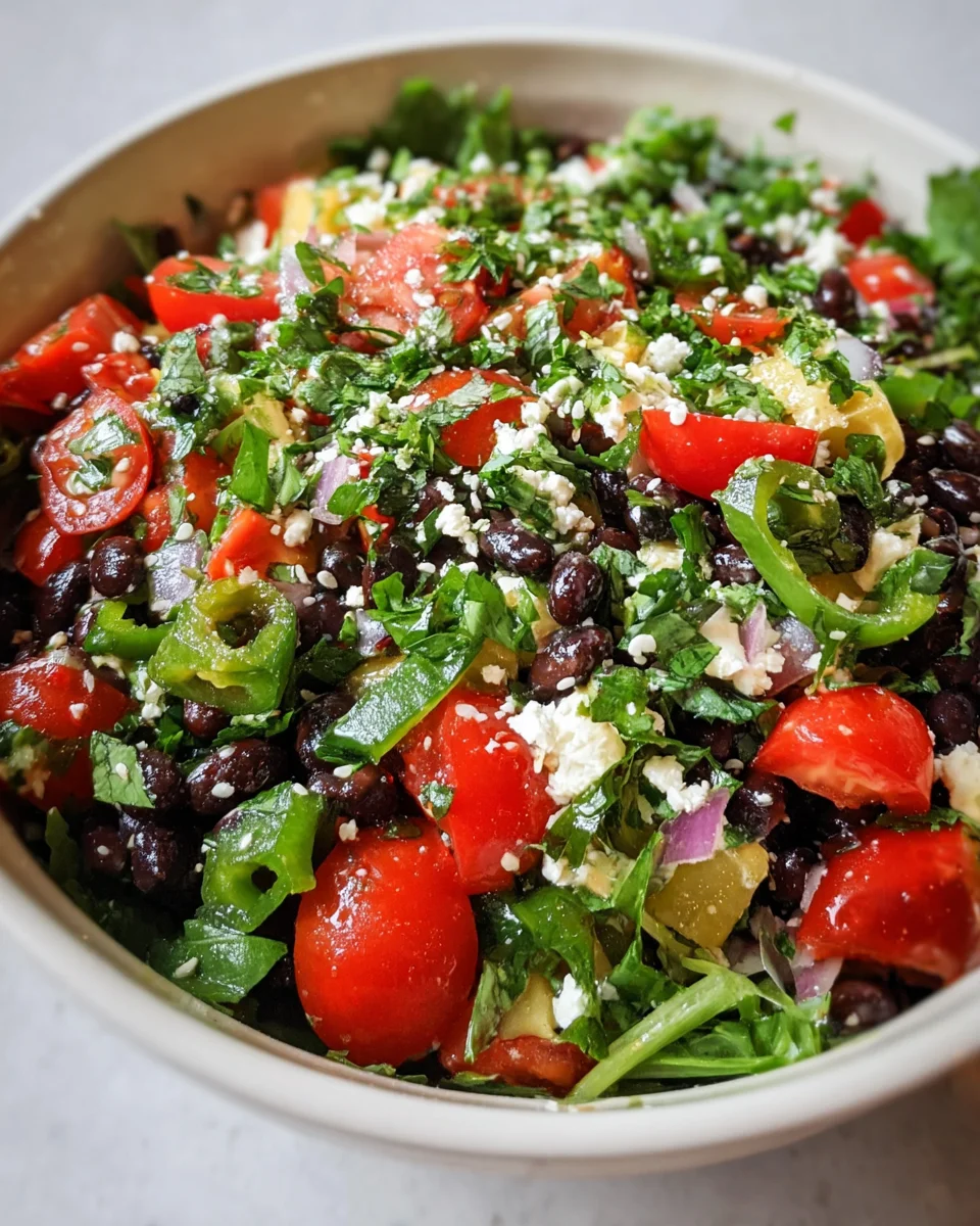 Mediterranean Black bean salad with herbs and feta