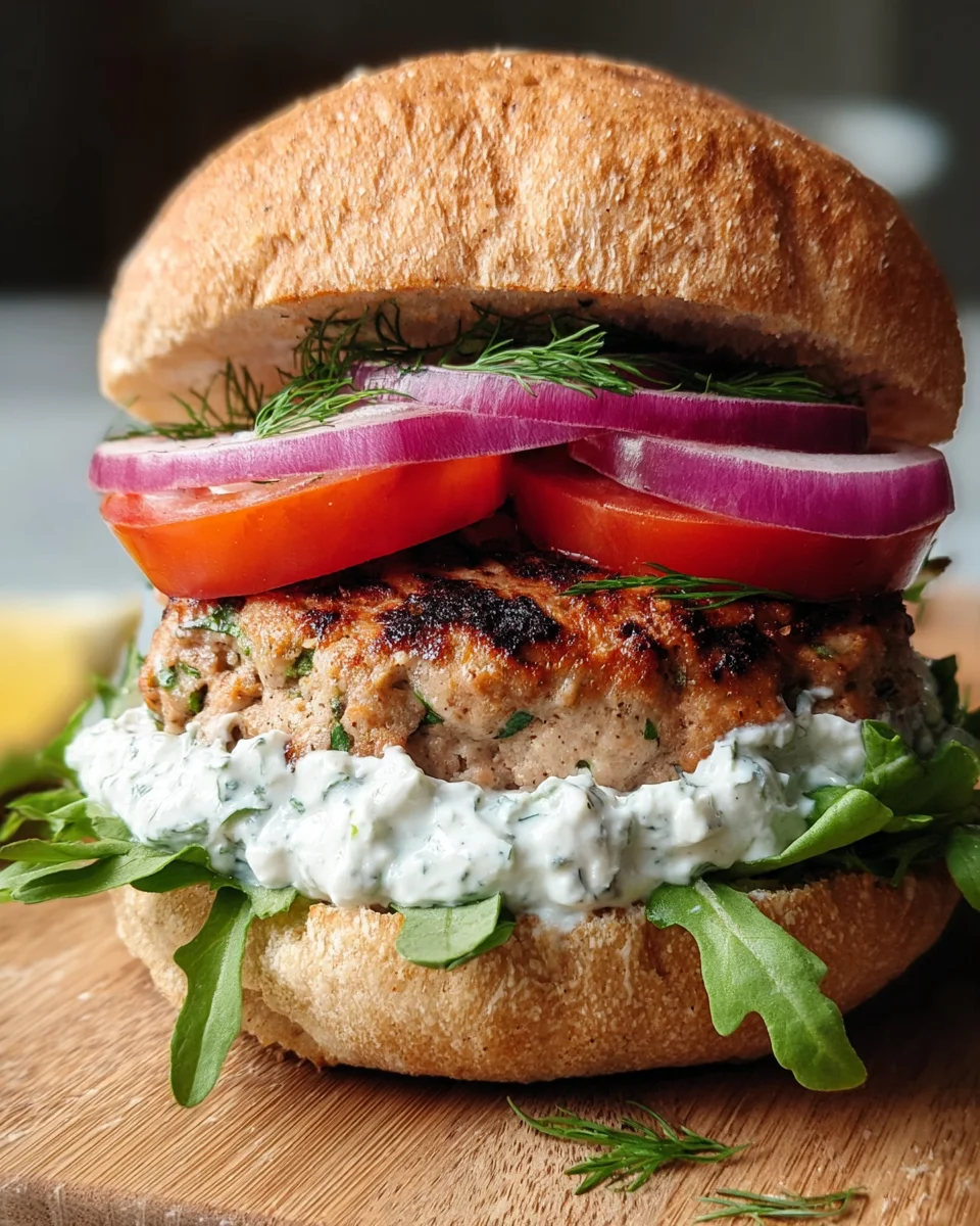 Greek Turkey Burger with Tzatziki