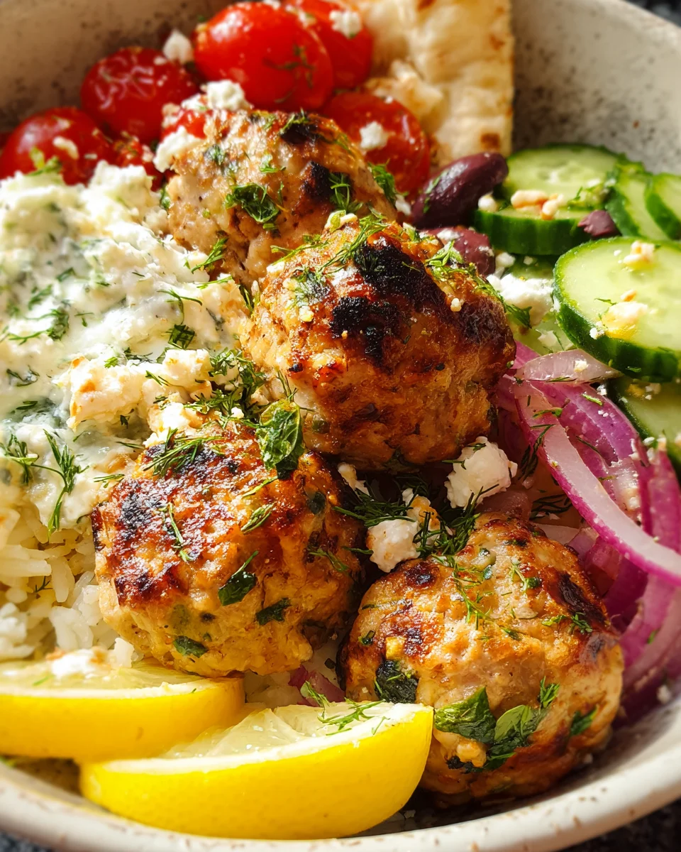 Greek Chicken Meatballs Bowl