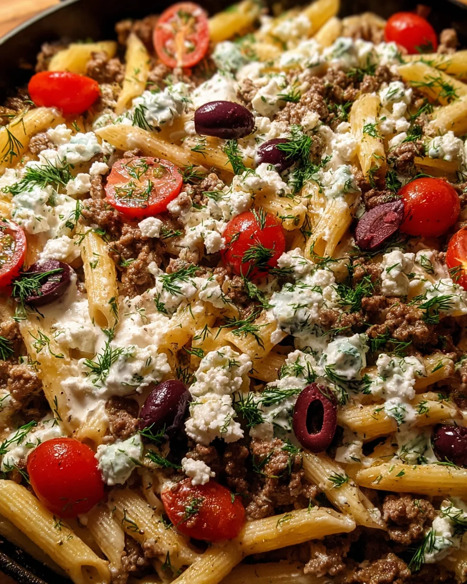 One-Pot Greek Gyro Pasta Bake