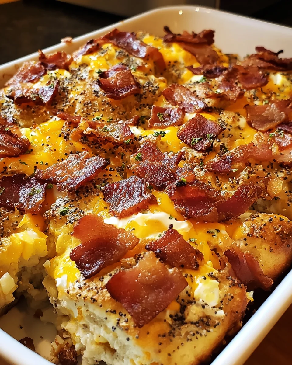Everything Bagel Cheddar Bacon Breakfast Casserole