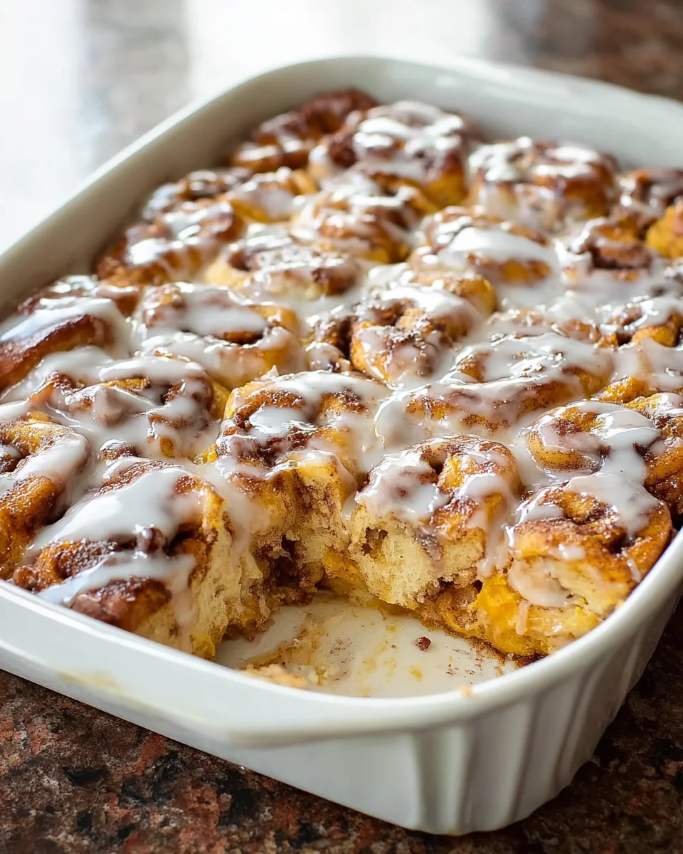 Pumpkin Cinnamon Roll Casserole