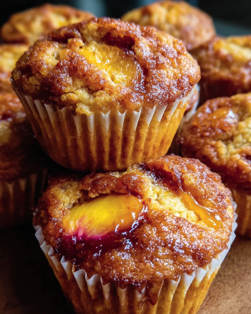 Jumbo Caramel Peach Cobbler Muffins