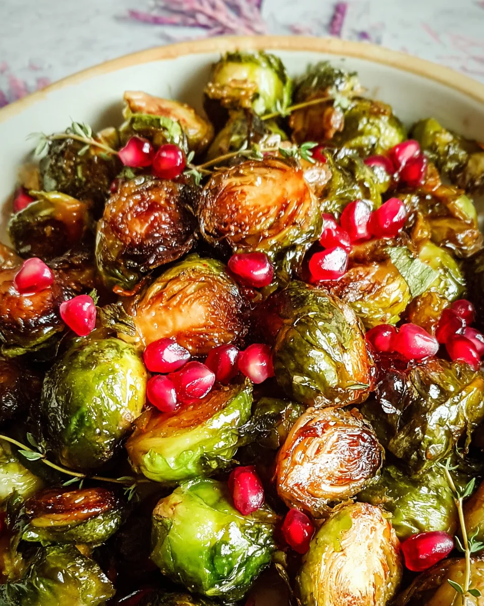 Balsamic Glazed Brussels Sprouts with Pomegranate Seeds