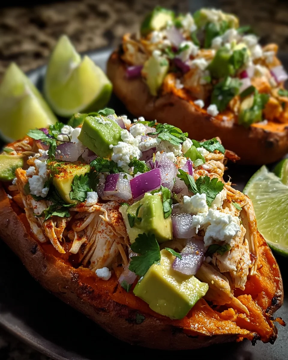 Chicken Avocado Stuffed Sweet Potatoes