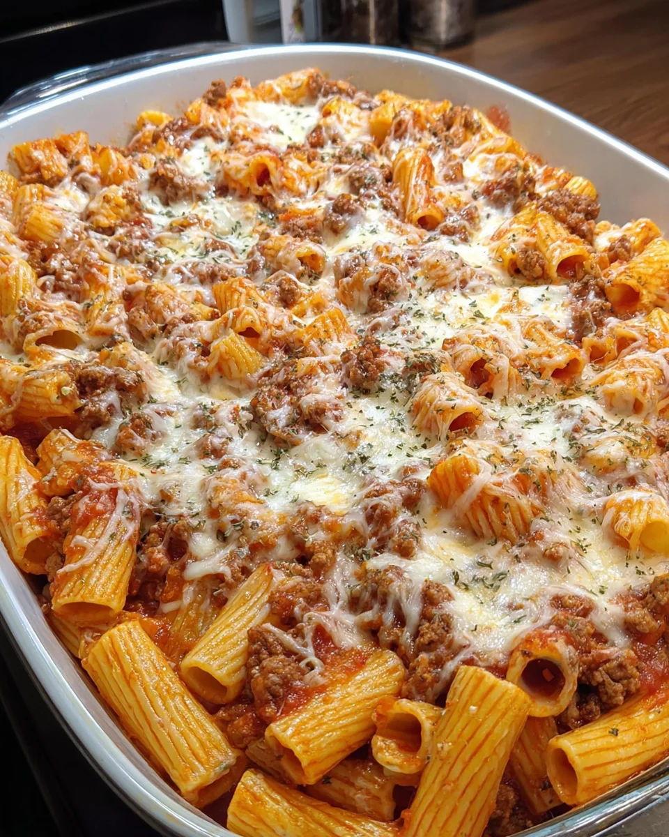 Beef Rigatoni Cheese Bake