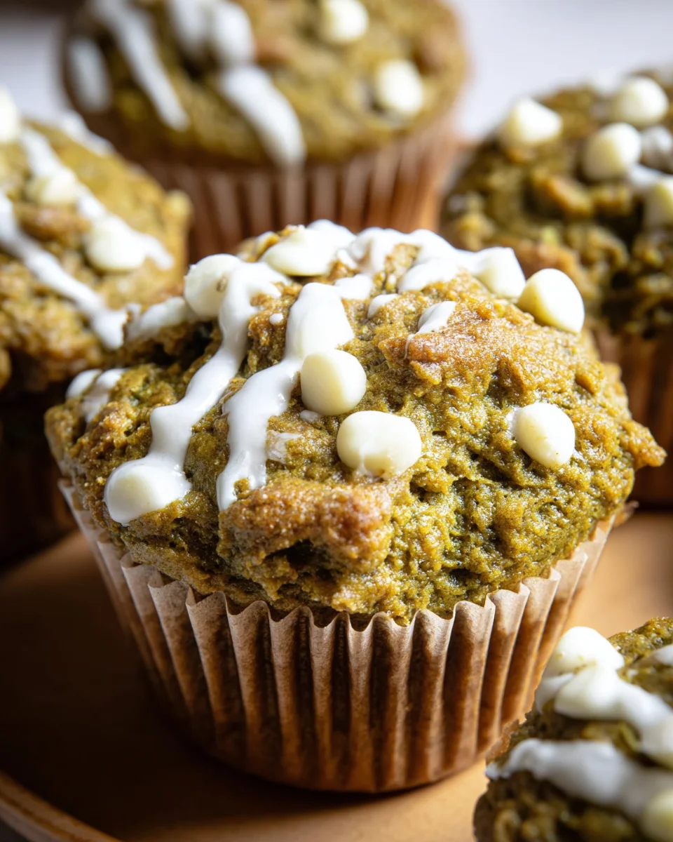 Matcha White Chocolate Pumpkin Muffins