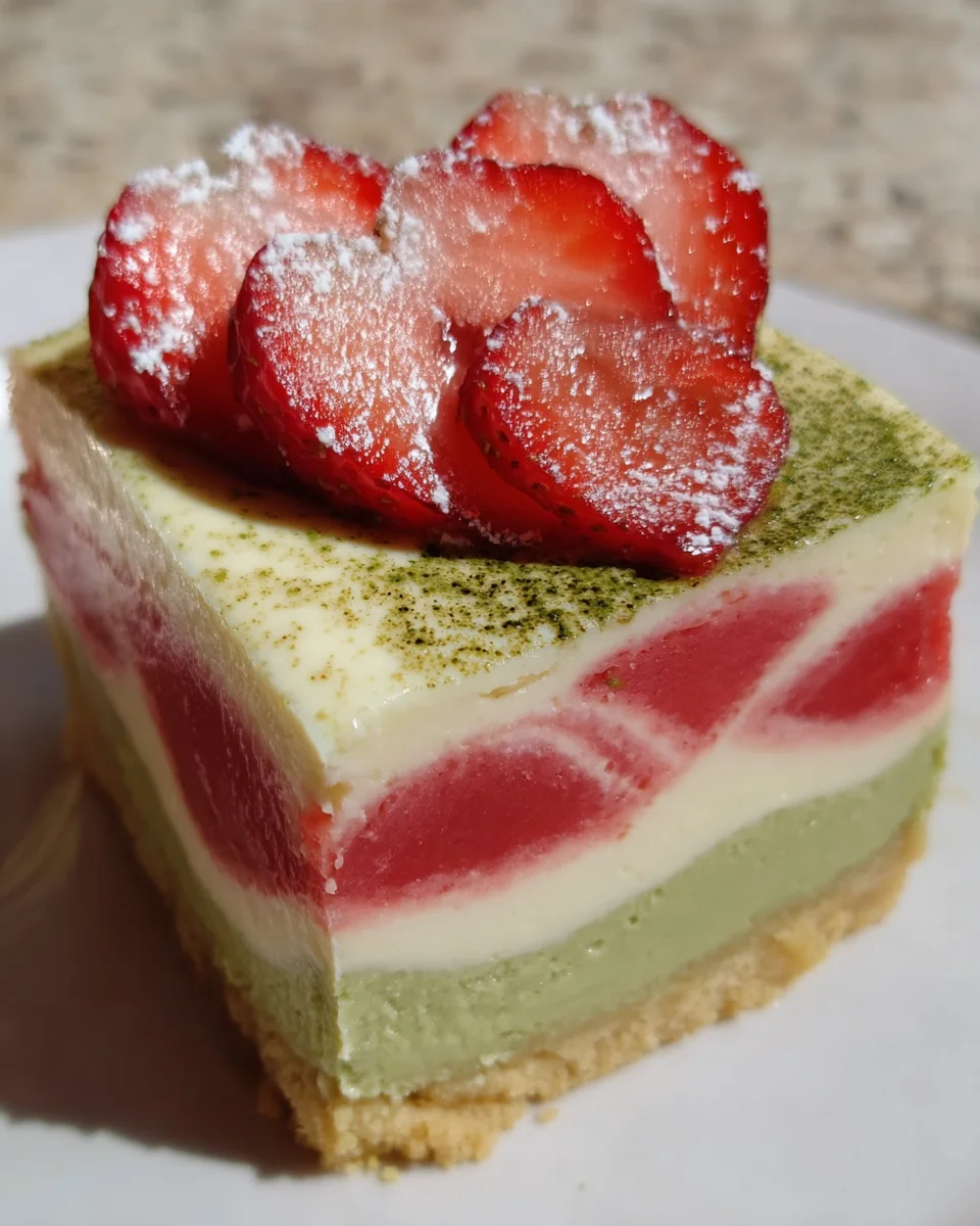Strawberry Matcha Latte Cheesecake