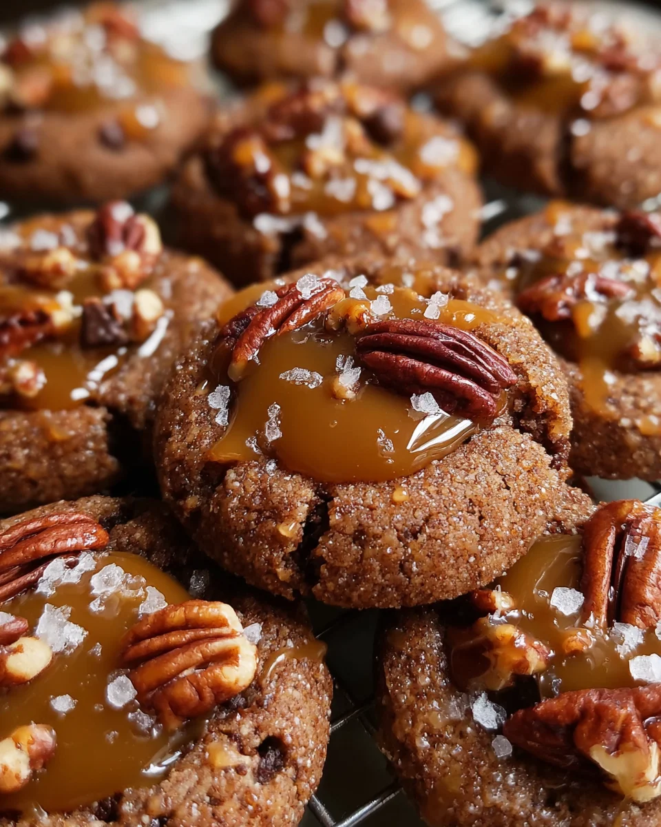 Pecan Caramel Thumbprint Cookies