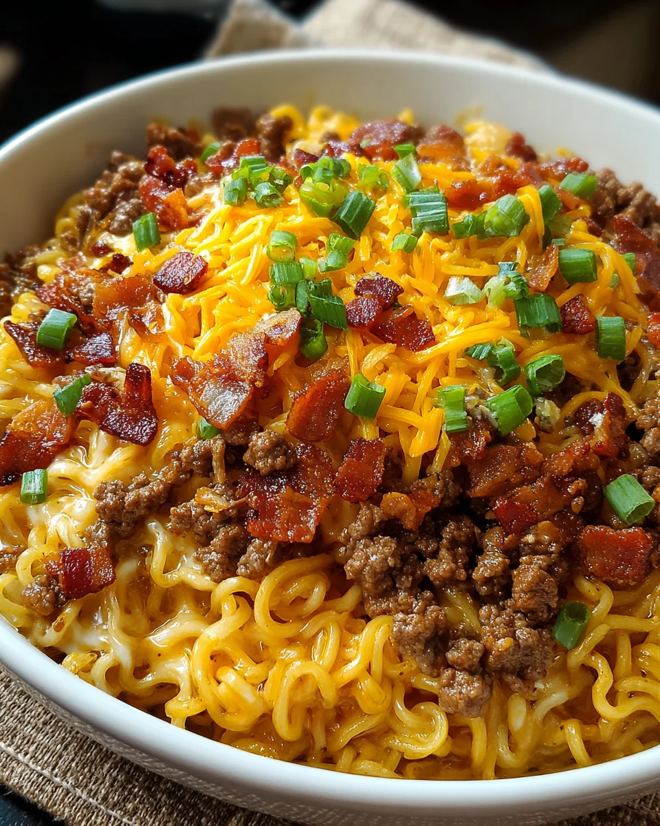 Bacon Cheeseburger Ramen Bake