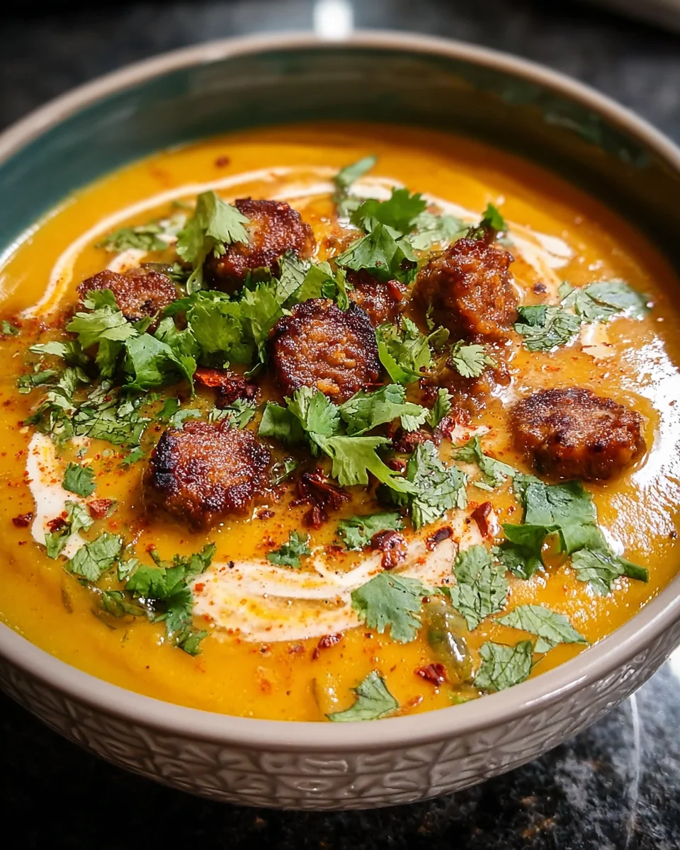 Spicy Chorizo Pumpkin Soup