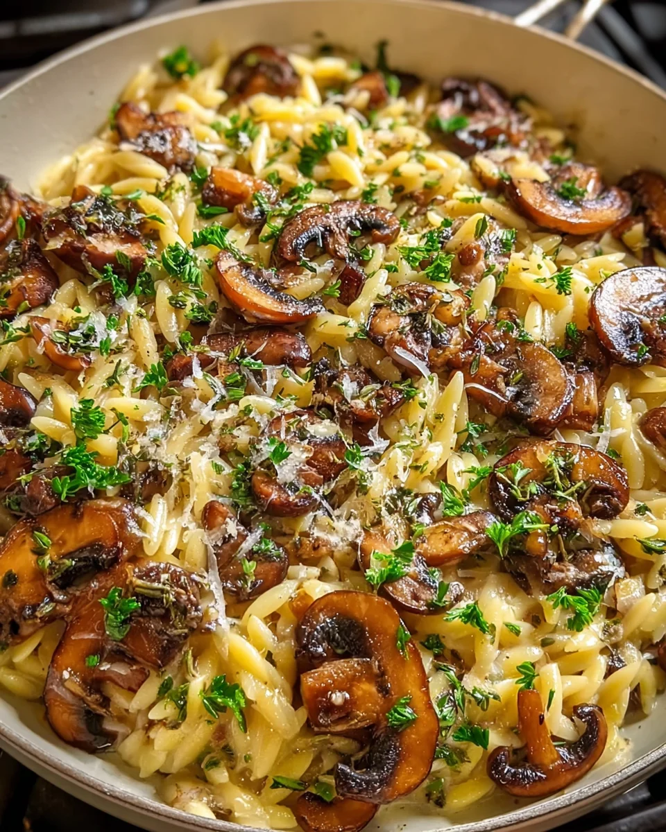 Creamy mushroom orzo skillet
