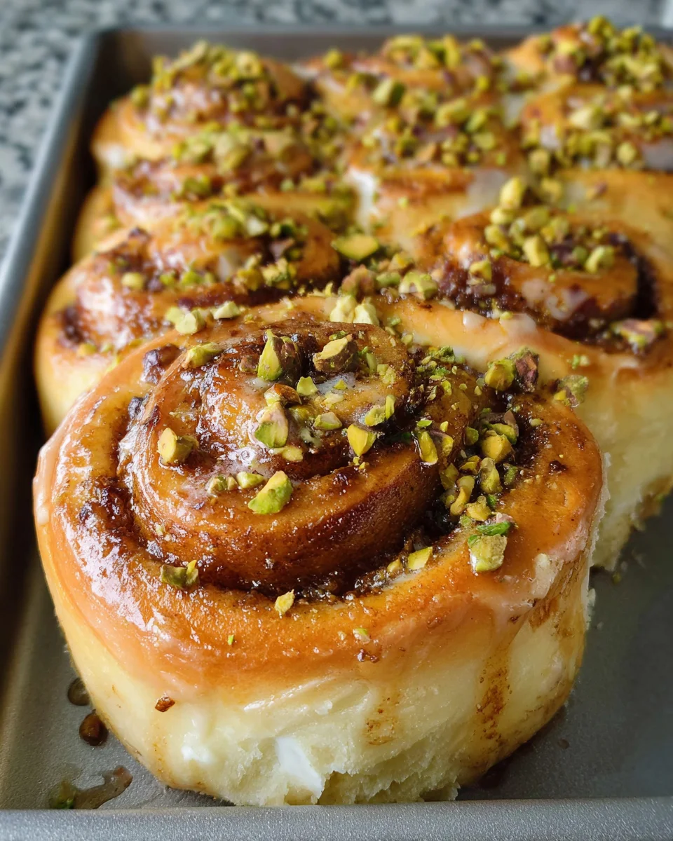 White Chocolate Pistachio Cinnamon Rolls