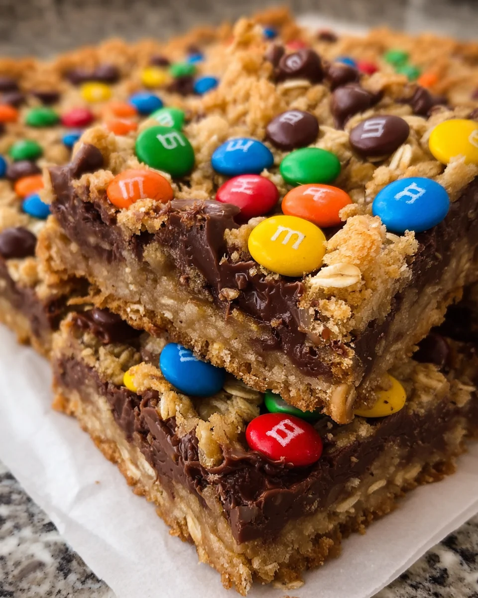 M&M Chocolate Fudge Oatmeal Bars