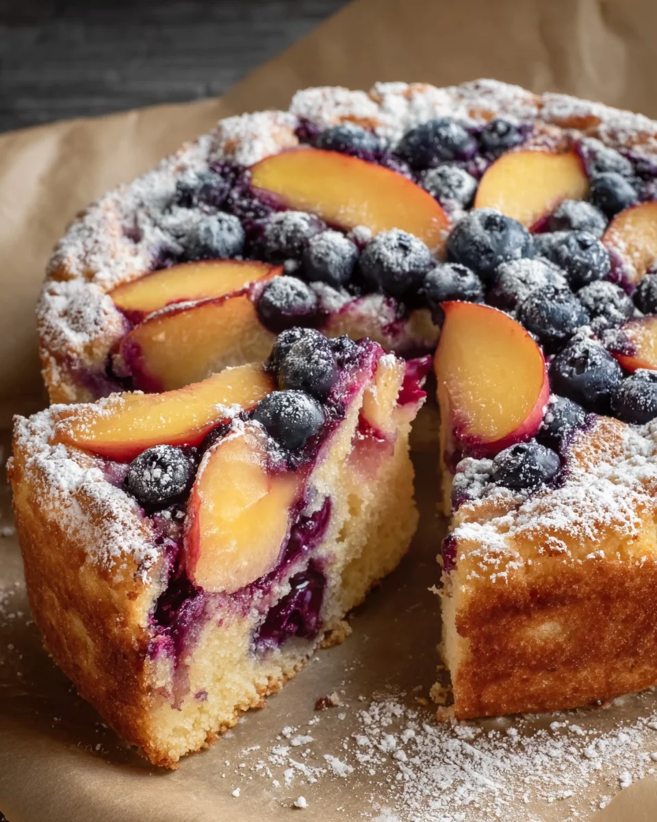 Peach Blueberry Cake Summer
