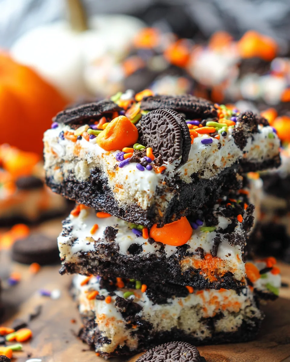 Halloween Oreo Cake Bars