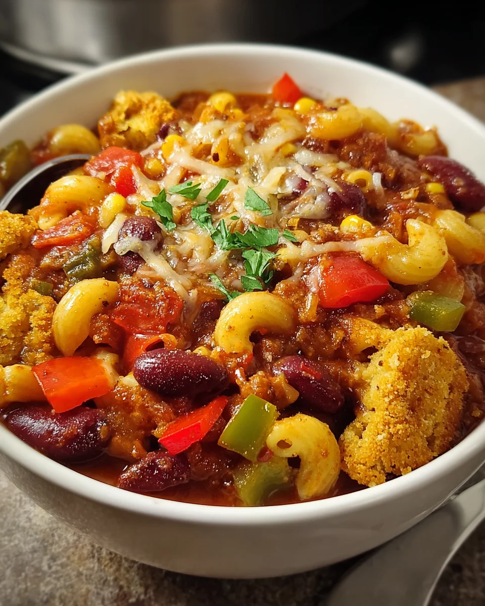 Veggie Chili Mac Cornbread