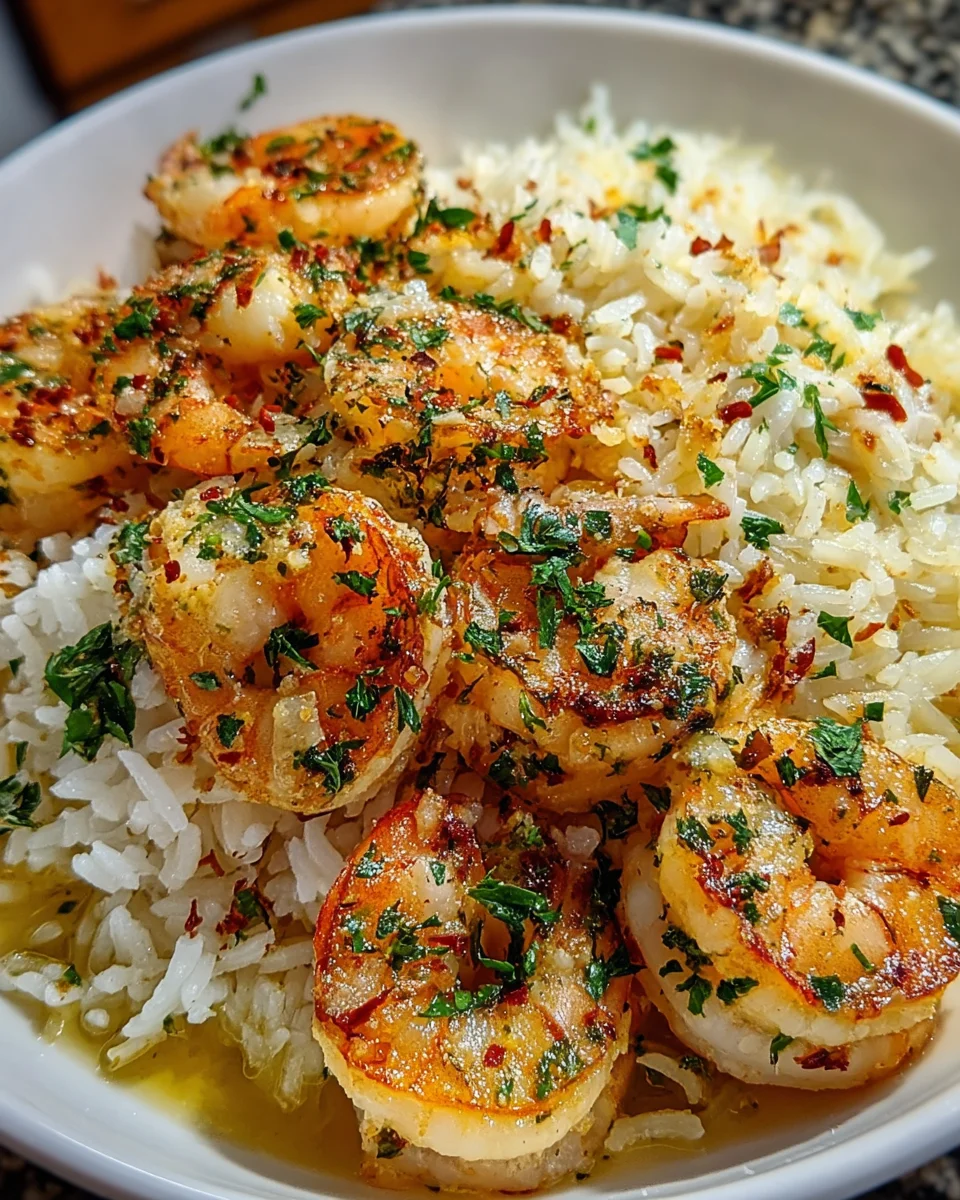 Garlic Butter Shrimp Rice Bake