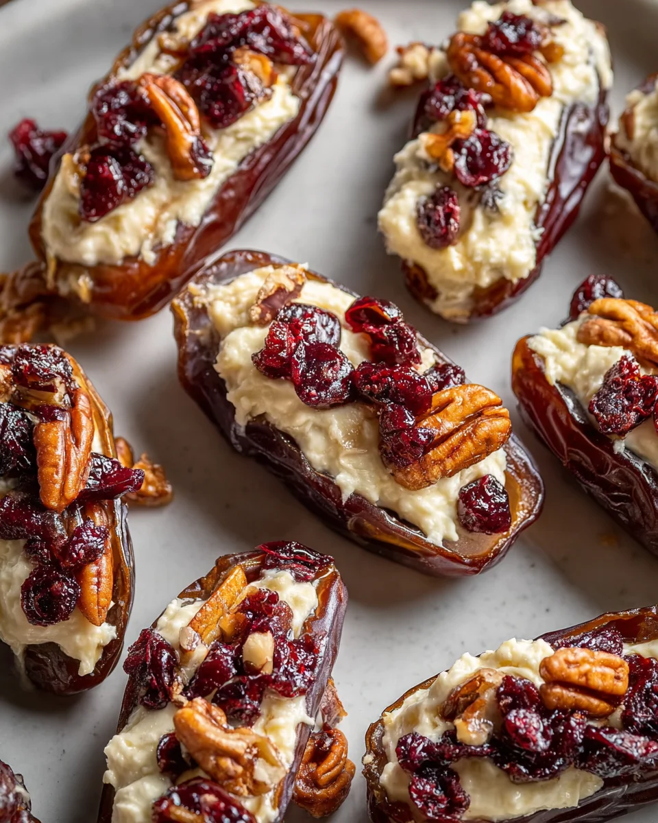 Cranberry Pecan Cream Cheese Stuffed Dates