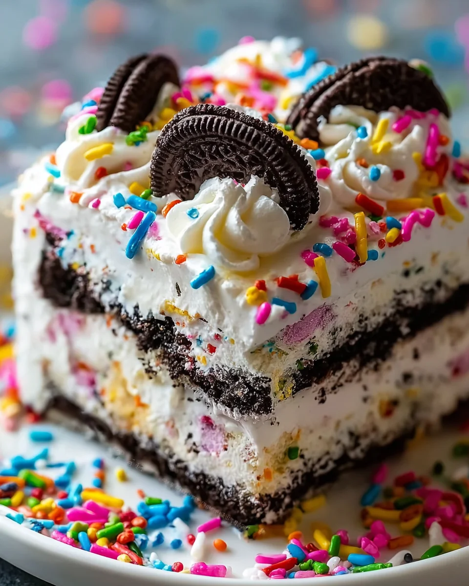 No-Bake Funfetti Oreo Icebox Cake