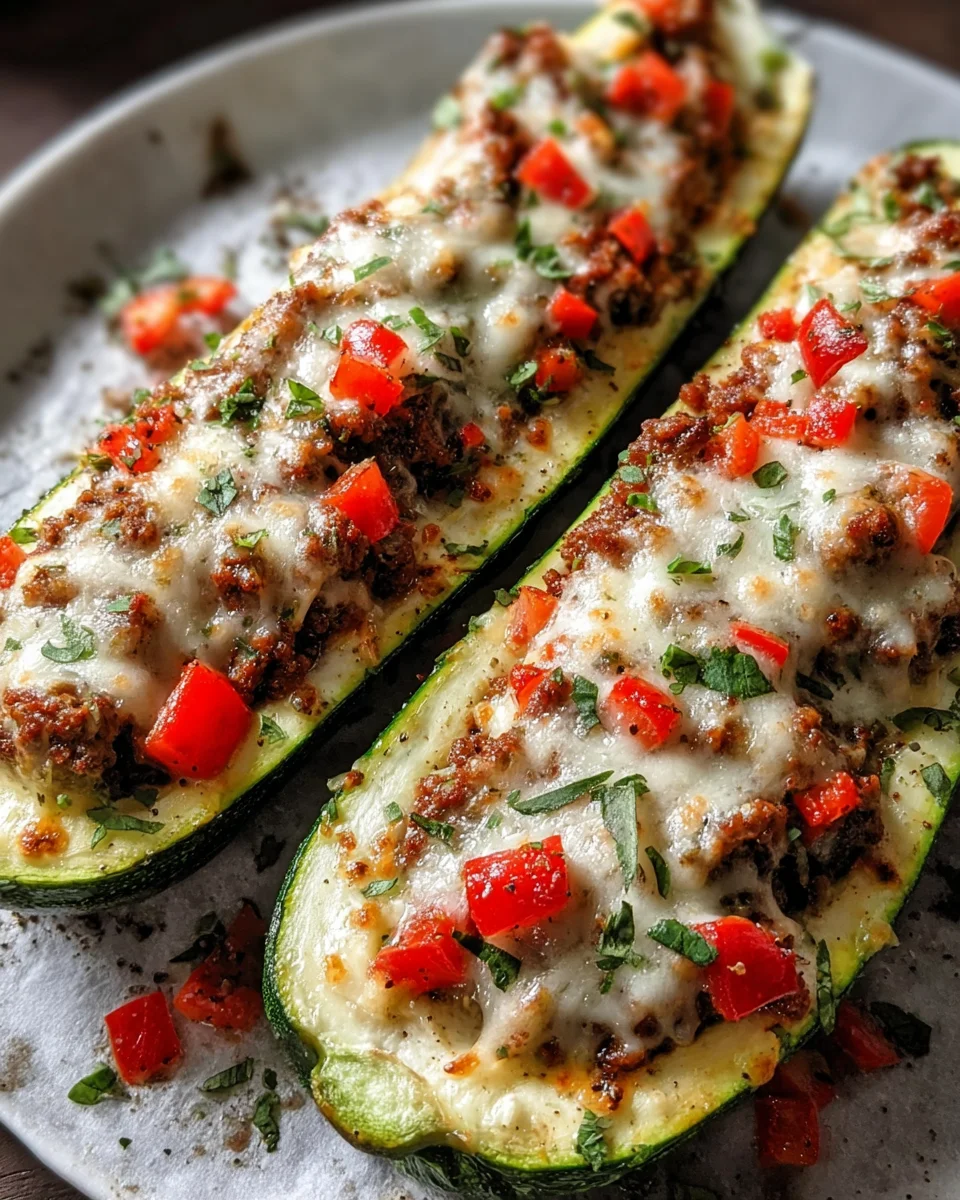 Stuffed Cheese Zucchini Boats