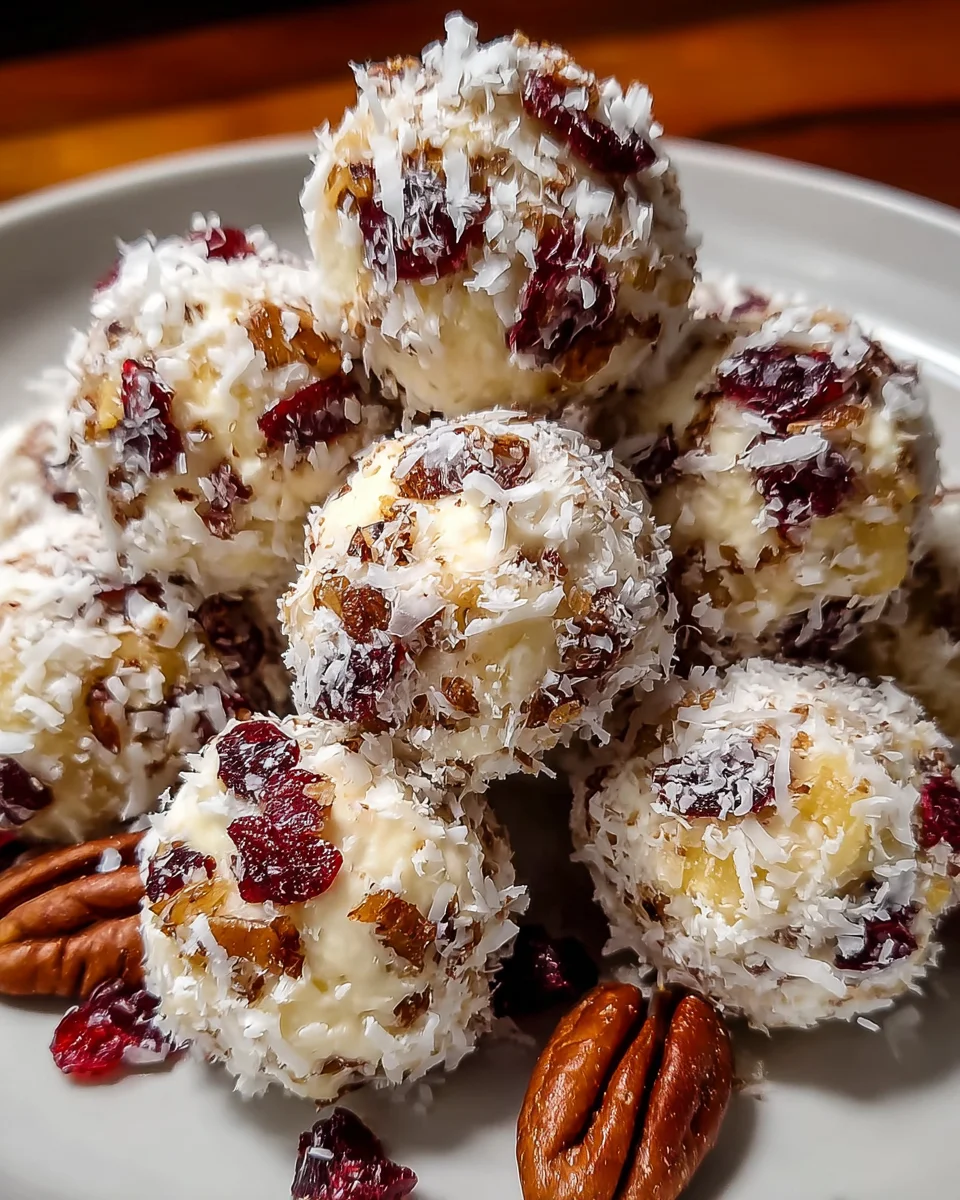 Mini Pineapple Cranberry Cheese Balls with Pecans