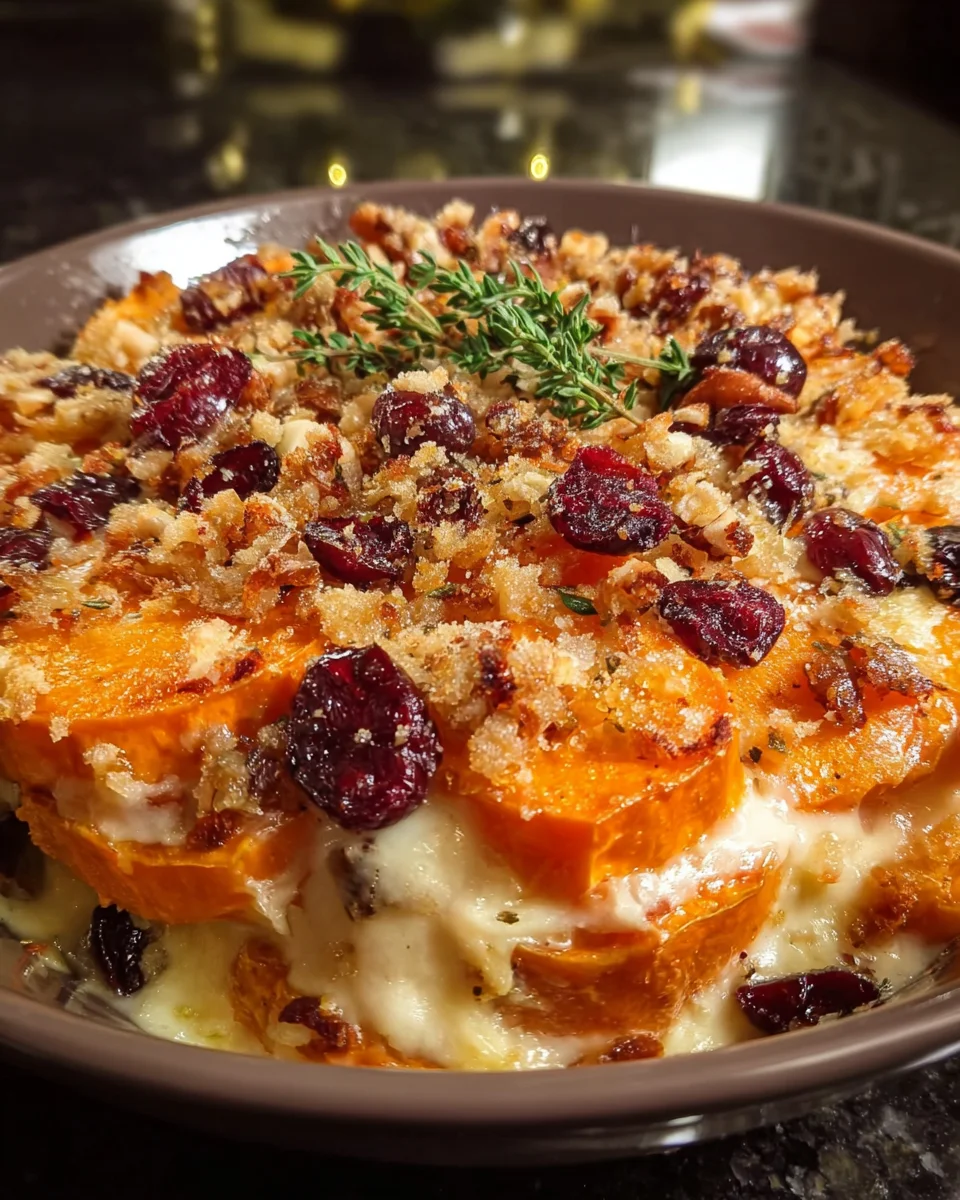 Sweet Potato Cranberry Gratin