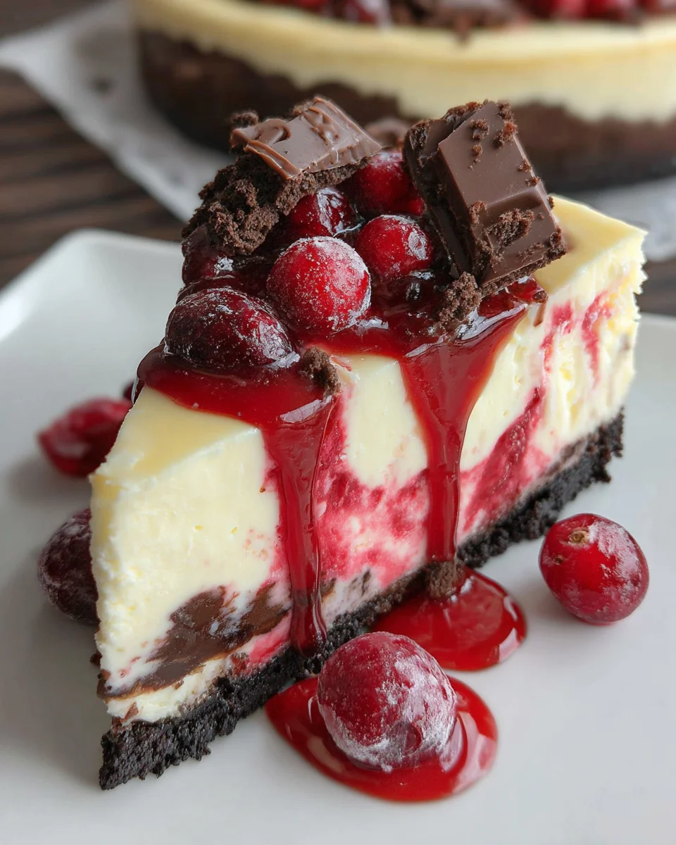Cranberry Fudge Swirl Cheesecake
