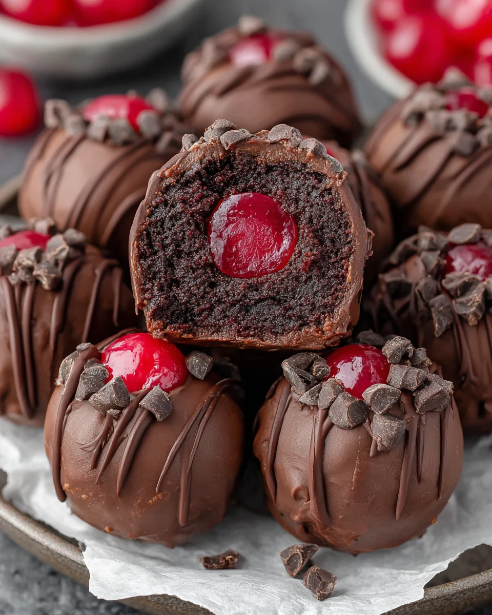 Chocolate Covered Cherry Brownie Bombs