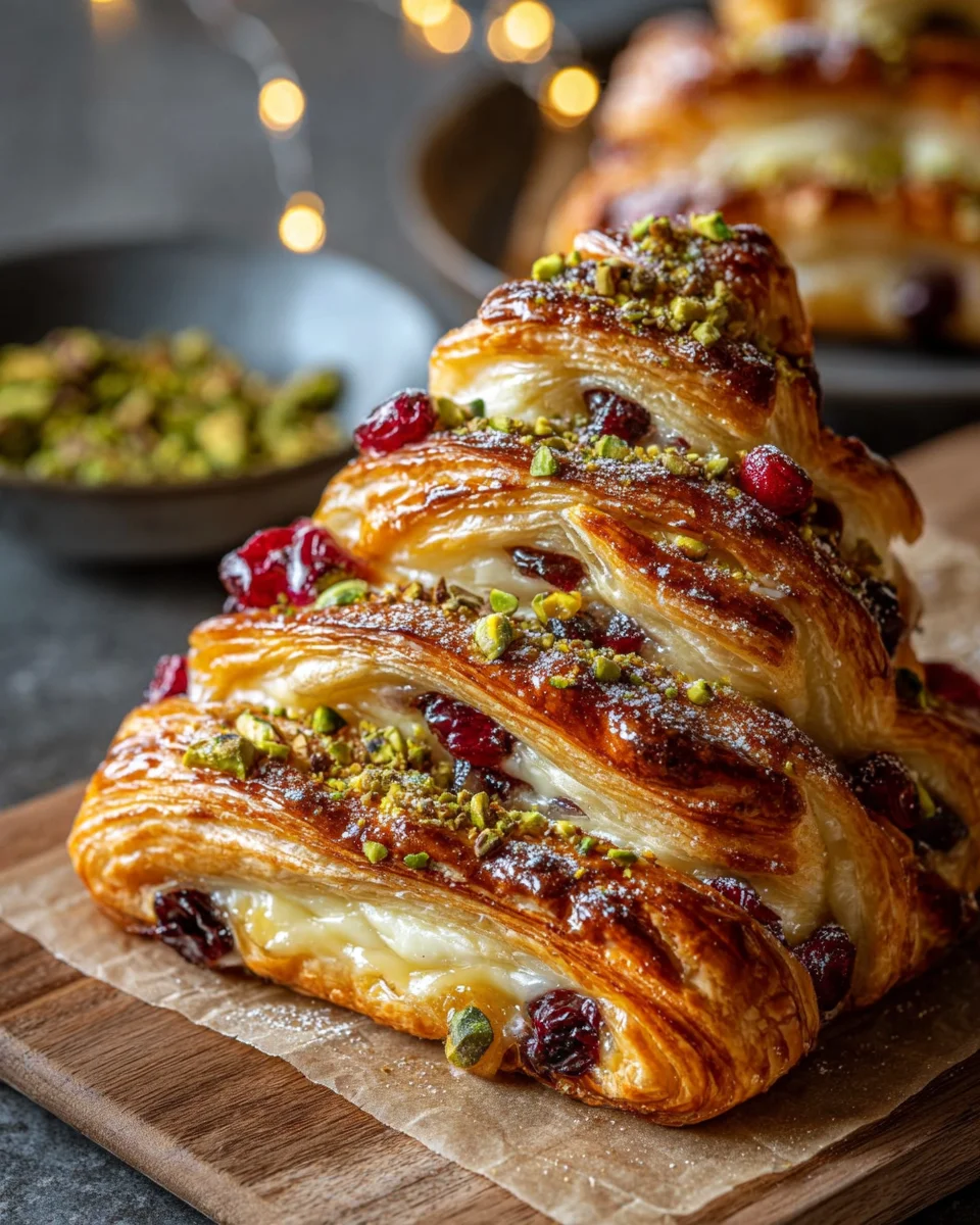 Pistachio Cranberry Brie Swirl Christmas Tree