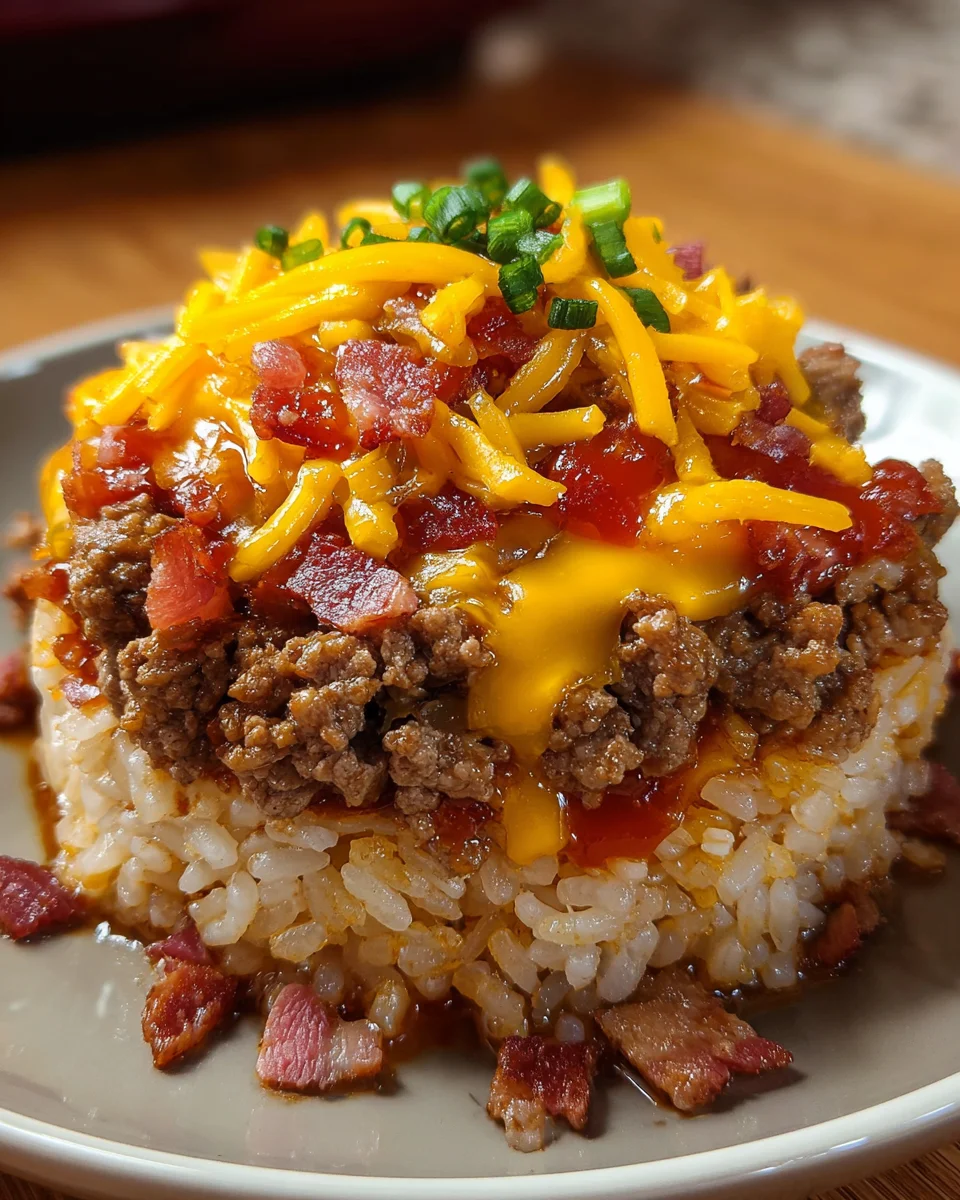 Bacon Cheeseburger Rice Stack