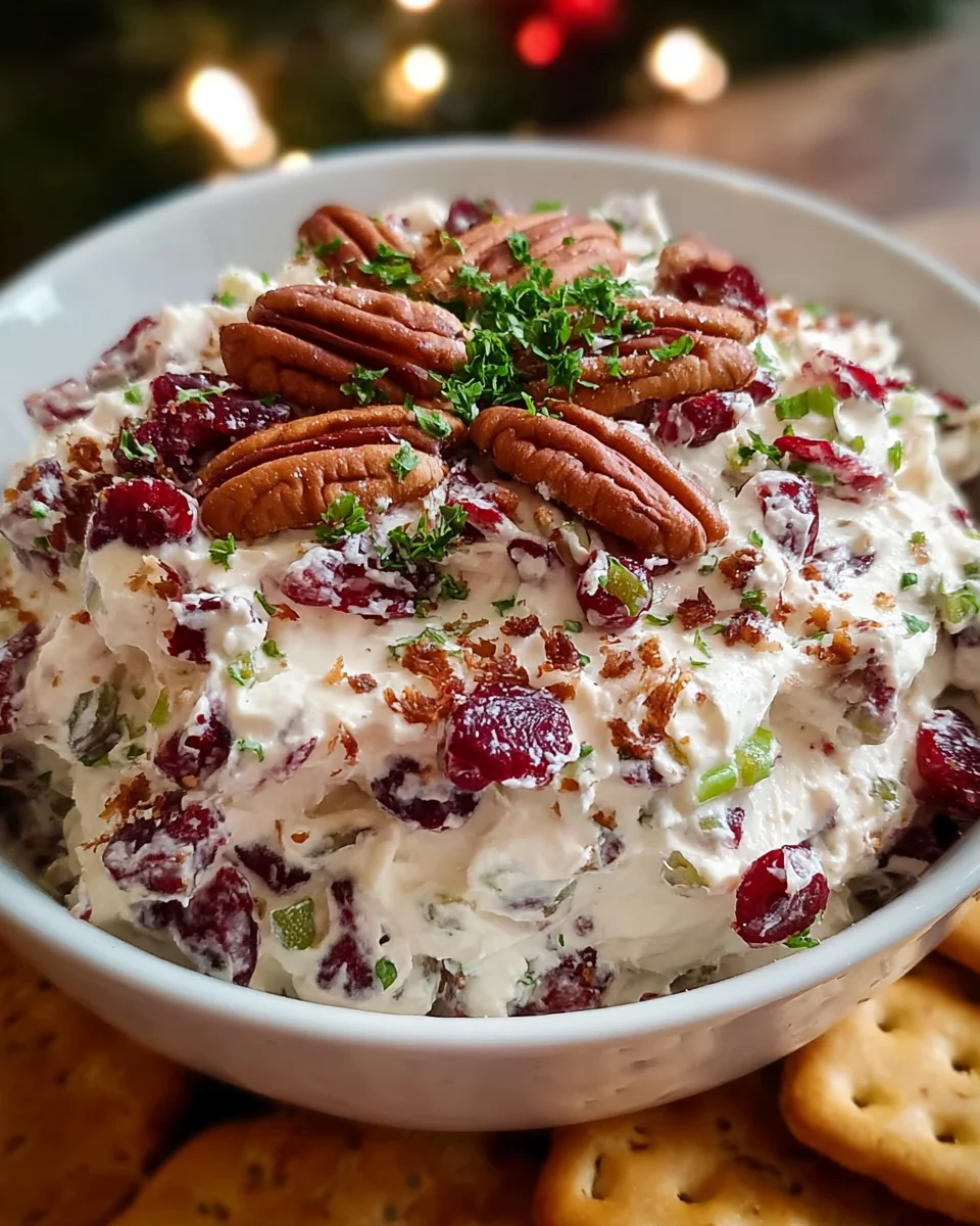 Cranberry Pecan Snowflake Cream Cheese Dip