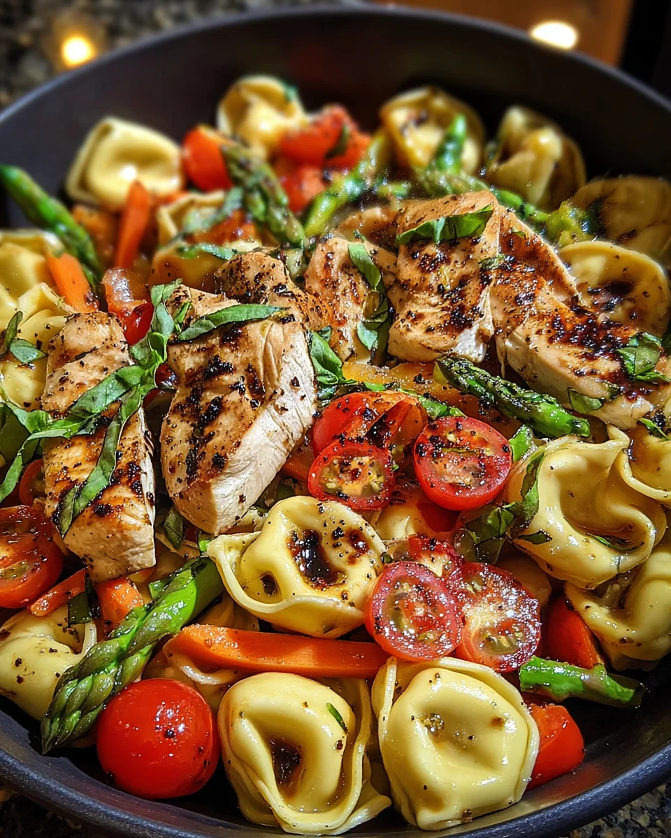 Warm Balsamic Chicken Tortellini Salad