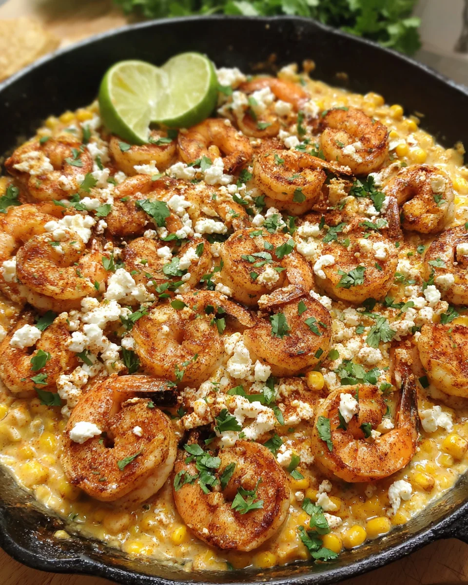 Shrimp with Creamed Corn &amp; Feta