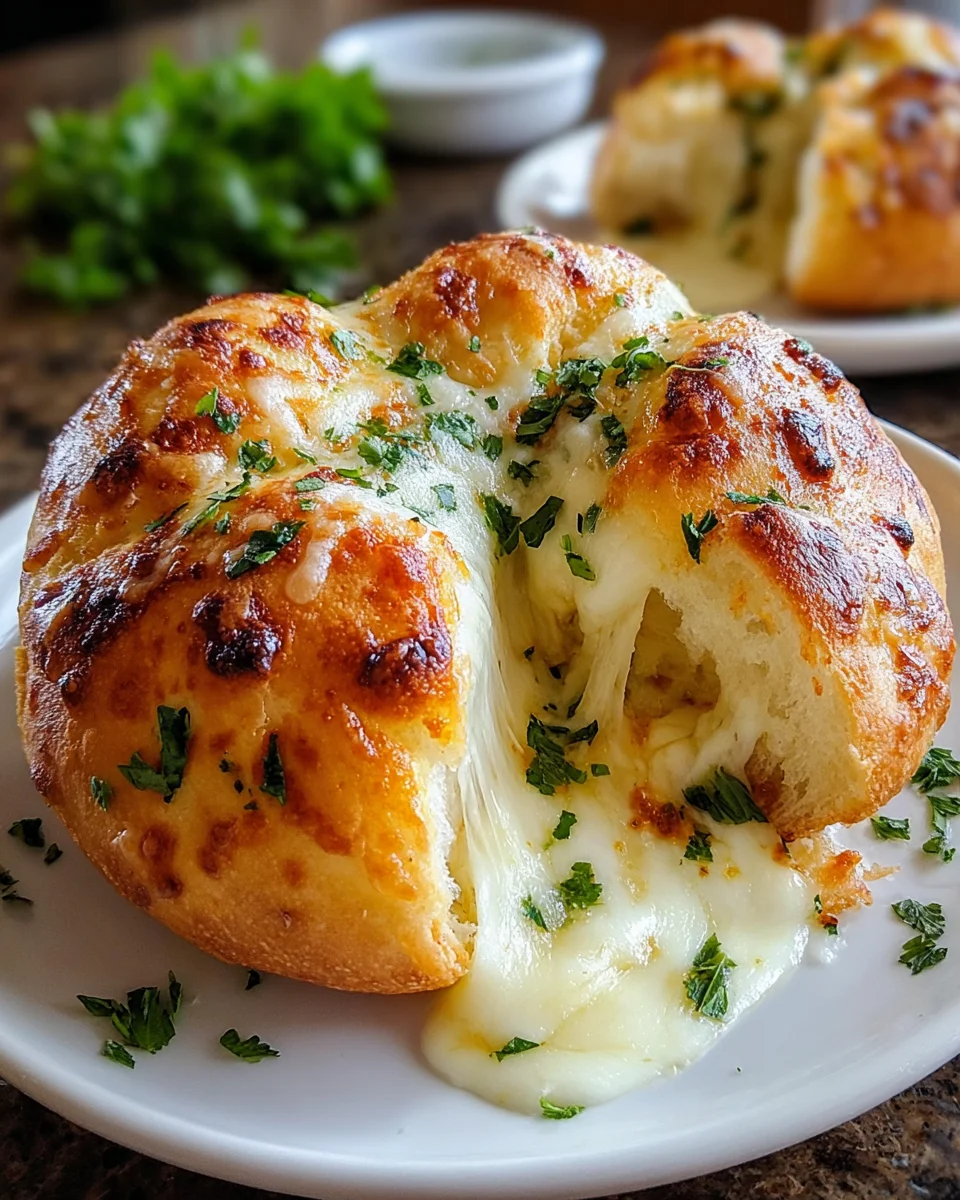 Giant Mozzarella-Stuffed Garlic Knot Pizza Bomb